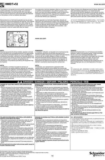 schneider施耐德Harmony GTU - HMIDT●52 Display Module_ 说明书